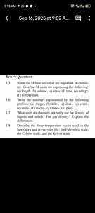 Review Questions1.5 Name the SI base units that are important... | Filo