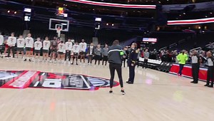#DCsBravest EMS Captain Erin Humphrey was honored to sing the National Anthem at the Atlantic 10 Men’s Basketball Championship game between La Salle University & Saint Joseph’s University this afternoon. | DC Fire And EMS