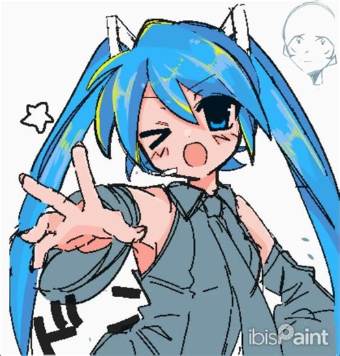 中2が初音ミクのフリー線画塗ってみた！#初音ミク #フリー線画 井 #イラストメイキング