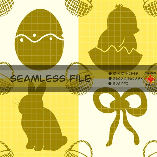 Easter Seamless Pattern PNG | Coquette Spring Bunny & Chick Digital Paper | Pastel Eggs Bows Basket Print 12x12 300 DPI - Etsy