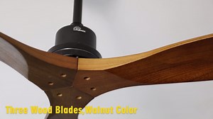 Sofucor 52" Modern Wood Ceiling Fan with Remote, Walnut Finish, 3 Blades, Indoor/Outdoor for Bedroom, Patio - Walmart.com