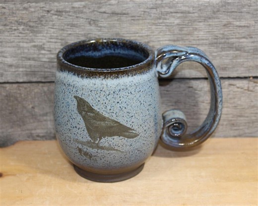 Jumbo 20 Oz. Handmade Raven Ceramic Mug - Etsy