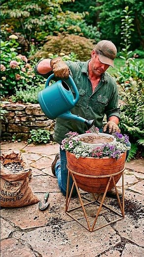 How to Build a DIY Solar Water Feature in a Planter | Backyard Upgrade