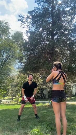 John Podsednik on Instagram: "Front handspring Ups with Kayla . #cheer #viral #cheerleading #stunting #lesson"