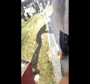 China: Fierce Winds Send Students Slipping on Urumqi Walkway