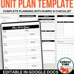 EDITABLE Unit Lesson Planning Template, Google Docs Curriculum Planner