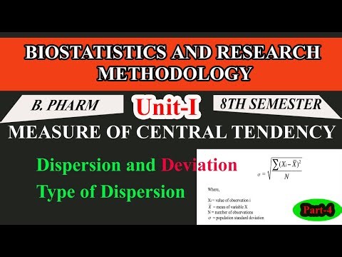 Measures of dispersion: Dispersion, Range, and type of dispersion | B.pharm 8 sem biostatistics