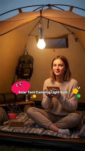 Solar Powered Tent Camping Light Bulb, Rechargeable Portable LED Camping Lantern with 3 Lighting Modes, Tent Lamp with Clip Hook for Camping, Hiking, Backpacking