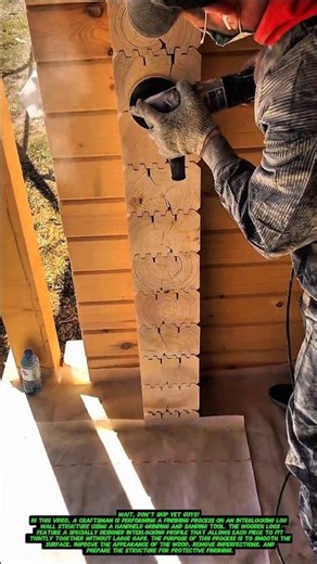 Unique Interlocking Log Wall Finishing Technique | Precision Woodworking Craftsmanship.
