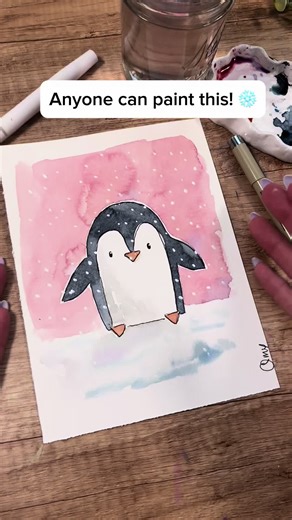 Easy Watercolor Penguin Painting for Beginners