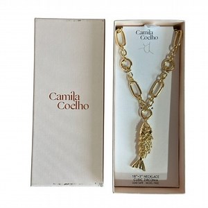 💛🔹️ Camila Coelho🔹️ Viral Golden Tone Fish Sardine Pendant Necklace