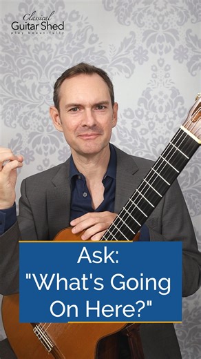 🎶🔍 Mastering Your Music: Unveiling the Golden Question! 🌟 🎵🔍 The golden question in music practice: “What’s going on here?” Break down those trouble spots, analyze finger placement, hand movement, and tiny details. Clarity brings clarity! #classicalguitarshed #MusicPractice #GoldenQuestion #TroubleSpots #AnalyzeAndConquer #PlayLikeAPro #MasterTheMusic #PracticeMakesPerfect #AttentionToDetail #MusiciansLife #LoveForMusic | Classical Guitar Shed
