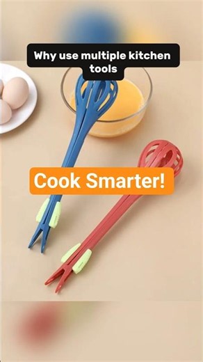 Egg Beater and Food Tongs in One Genius Gadget #kitchengadgets #cookingtools