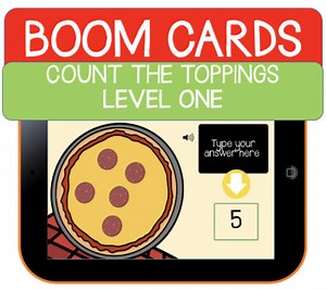 Pizza Math Counting Digital Task Boom Cards Kindergarten center activity count