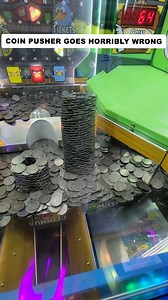 The coin towers in this coin pusher are supposed to fall forwards, not backwards... 😂 #coinpusher #satisfying #arcadegames #daveandbusters #reelsfb #reels #reelsviral #fail #gonewrong | Arcade Matt