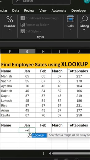XLOOKUP Function In Excel 🔥#shorts #excel #trending