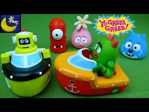 Yo Gabba Gabba Bath Toys! Plex and Brobee Tub Boats, Magic Washclothes & Water Squirters Toys!