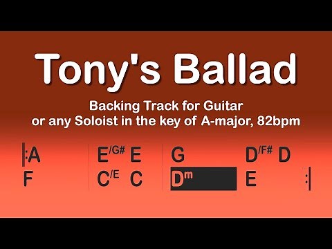 Tonys Ballad, romantic backing track for Guitar (or any soloist!) in A-major, 82bpm.