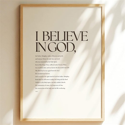 The Apostles' Creed – Minimalist Christian Wall Art – "i Believe in God, the Father Almighty" Typography Print (digital Download) - Etsy