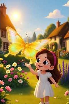 Little Girl & The Blue Butterflies | A Cute Cottage Garden Story”