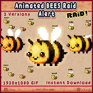 Animated Bees Stream Alerts | Twitch Raid Alert | Cute Raid Stream Overlay | Bee Alerts | Cute Pixel Alert Bees - Etsy