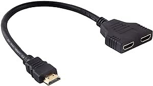 Akozon HDMI 1 in 2 Splitter Cable - 1080P Male to Dual Female Adapter for HDTV, LED, LCD TVs - Supports Two TVs