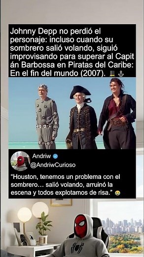En Piratas del Caribe (2007) Johnny Depp no perdió el personaje: aunque su sombrero salió volando