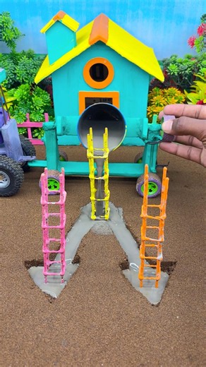 😱 Real Working Mini Tractor Making Cement Pillar | Amazing DIY Construction Machine 🚜#shorts