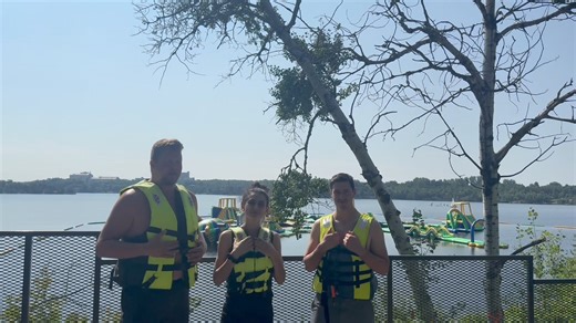 5.1K views · 73 reactions | We surpassed our Care-A-Thon goal so you know what that means.... Josh and Coop send Jules FLYIN’ at Splash N Go Adventure Parks on Ramsey Lake! | Sudbury's Pure Country | Facebook