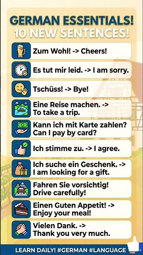 Quick German 🇩🇪: Top 10 German Sentences #learngerman #deutschlernen #germanlanguage