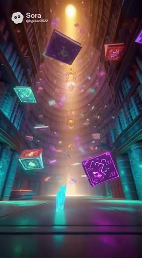 Tiny Cat Explores Magic Floating Library