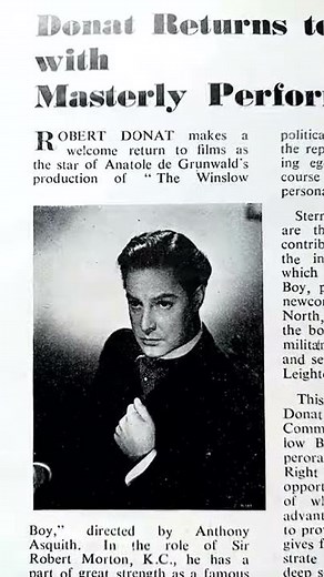 The cutting edge official film archive 1948 article Robert Donat Winslow boy