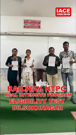 Railway NTPC Real Intensive Program Eligibility Test @ Dilsukhnagar