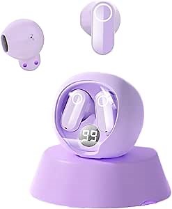 Xmenha Purple Wireless Small Earbuds for Small Ear Canals Bluetooth Mini Tiny Smallest Headphones Ear Buds for Small Ears Comfortable Wireless Discreet Ear Buds Invisible Earbuds for Work