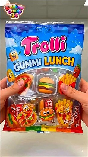 TROLLI GUMMI LUNCH UNBOXING ASMR VIDEO #candy #chocolate #TROLLI #snacks #food #crunchy #asmrsounds