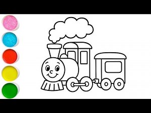 Cartoon Train Drawing, Painting & Coloring For Kids and Toddlers_ Kids Art