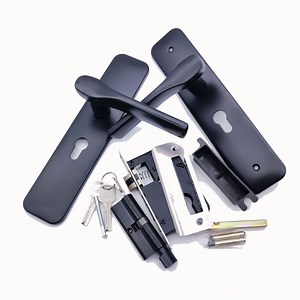 [Hot Item] Indoor Black Wooden Door Simple Handle Lock for Bedroom and Bathroom