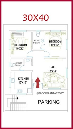 30x40 East Facing 2BHK Vastu House Plan 😍 | Perfect Family Home Design