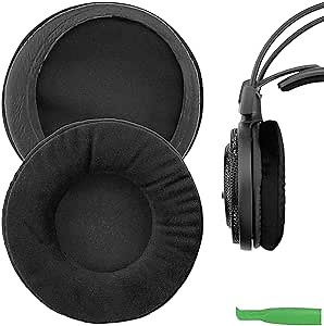 Geekria Comfort Velour Replacement Ear Pads for ATH-AD1000x/ AD2000x/ AD900x/ AD700x/ AD500x, A 500/ 500x/ 700/ 900x/ 950lp Headphones Ear Cushions, Repair Parts with Video Guide (Black)
