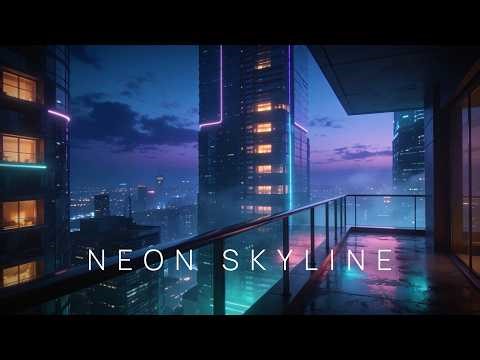 Neon Skyline Glow • Futuristic City Balcony at Night (1 Hour Ambient Screensaver)