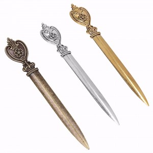 Vintage Metal Letter Opener, Desk Envelope Slitter - Lightweight, Gold