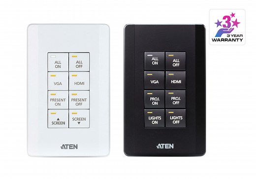 ATEN Control System - 8-button Keypad (US, 1 Gang) - VK108US, ATEN Control System