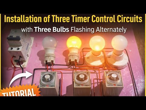 Installation of three timer control circuits with three bulbs flashing alternately