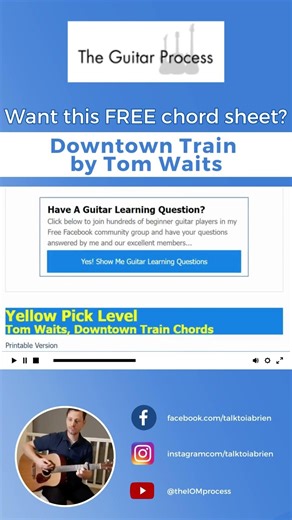 FREE CHORD SHEET - Downtown Train by Tom Waits | Ian O'Brien