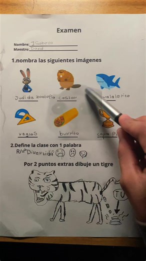 Corrigiendo el examen de Isabella de manera divertida