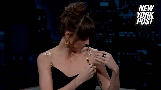 Dakota Johnson has wardrobe malfunction during Jimmy Kimmel Live interview