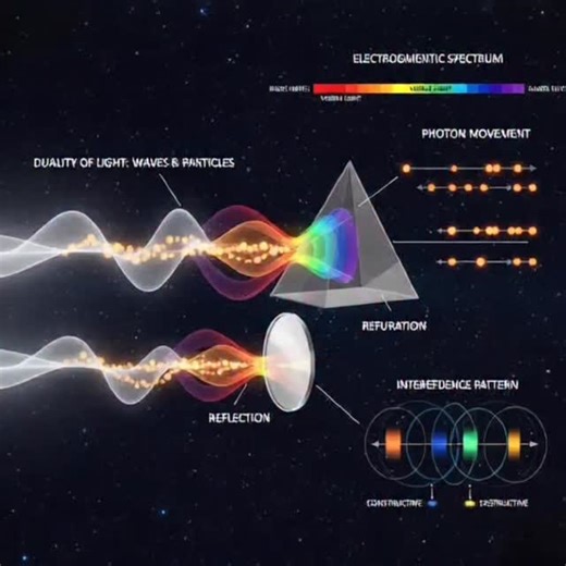 Anand Srivastava on Instagram: "🎬 Animation Concept: Theory of Light Design a visually stimulating and educational animation that explains the theory of light. Include: - Light rays and particles traveling through space - Refraction through prisms - Reflection off mirrors - Creation of a rainbow spectrum - Diagrams of the electromagnetic spectrum - Photon movement - Interference patterns #lifequotes #facts #universemysteries #theoryoflight #universemysteries #content #contentwritting #physics #
