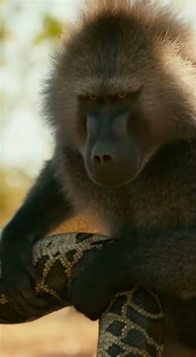 Alpha Baboon Saves Infant From Python Ambush (7s)