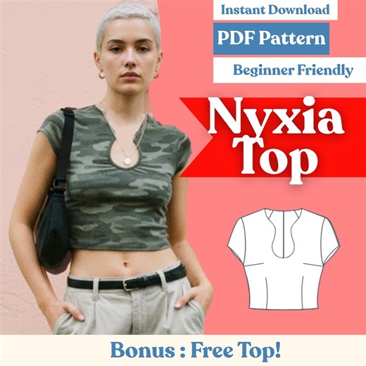 Keyhole Crop Top Sewing Pattern (PDF) – Fitted, Cap-sleeve, Cropped · Instant Download (XXS–5XL, A4/letter   A0) - Etsy