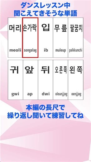 【韓国語】【ダンス練習中に聞こえそうな単語⑦】ハングル/ダンス/シャドーイング/会話/リスニング/ #k #ダンス #ハングル #ダンス #ハングル #レッスン #レッスン #会話 #韓国語